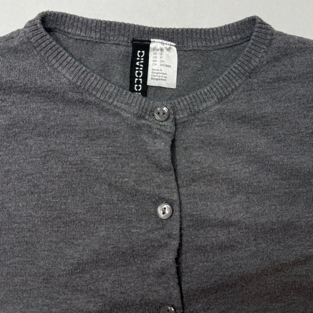 H&M Fitted Cardigan Dark Gray Melange Basic Size S - Picture 4 of 14